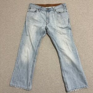 Levis Signature Authentics Light Wash Distressed Low Bootcut Jeans Mens 36x30